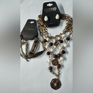 Shyanne Gold and Brown Multi-Layer Necklace Set